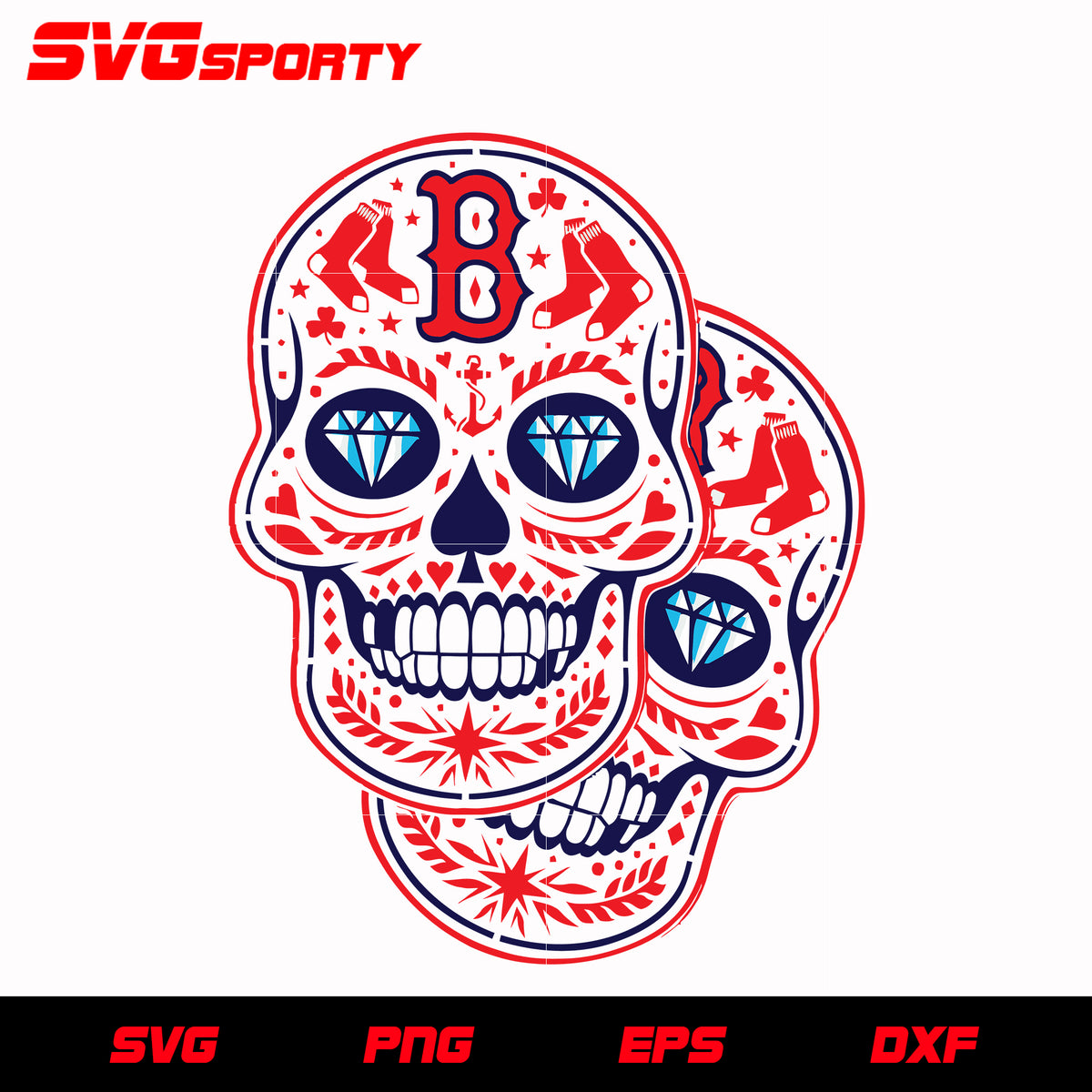 Boston Red Sox Sugar Skull Svg, Sport Svg, Cricut File, Clipart