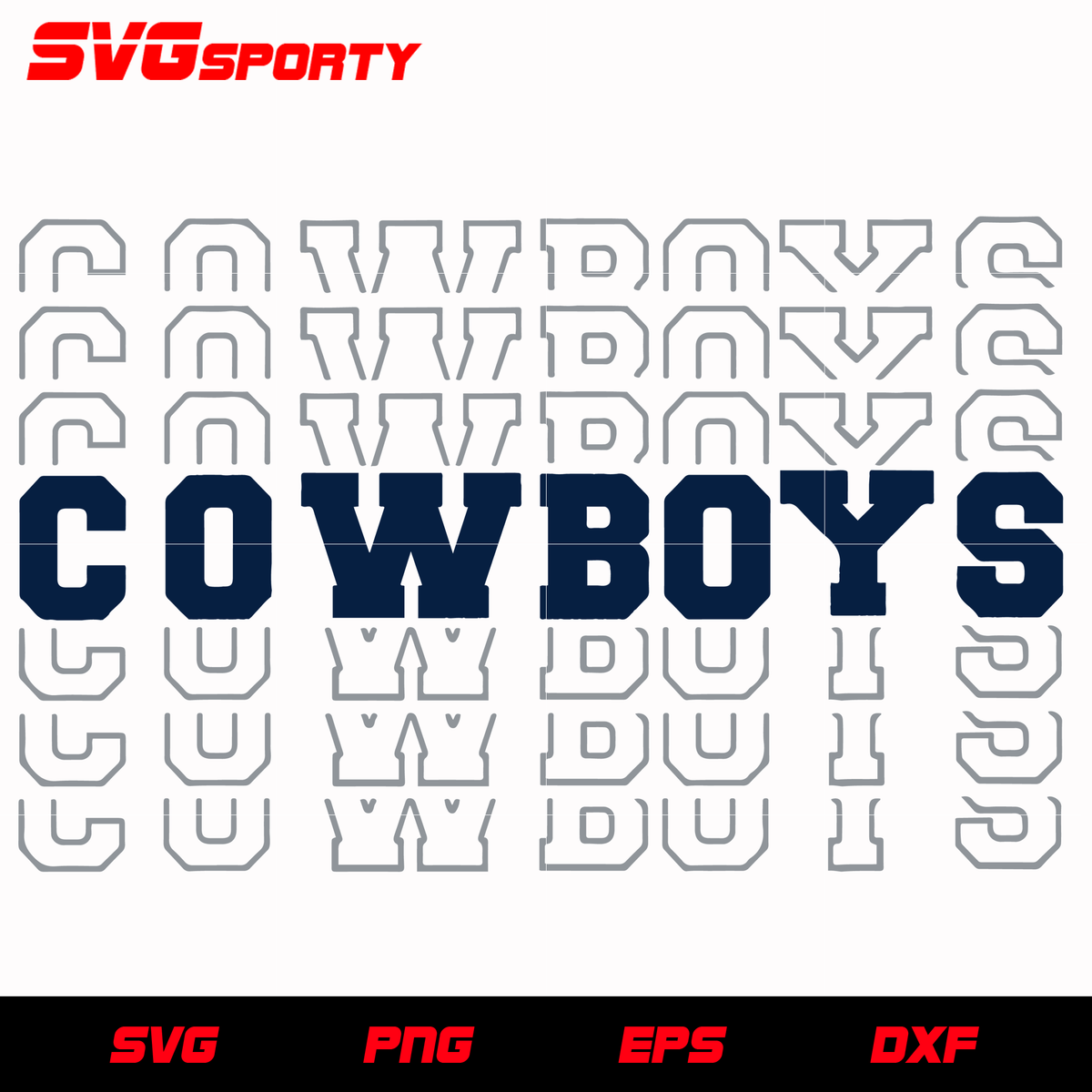 Cowboys Mirrored team name SVG, NFL svg, eps, dxf, png, digital