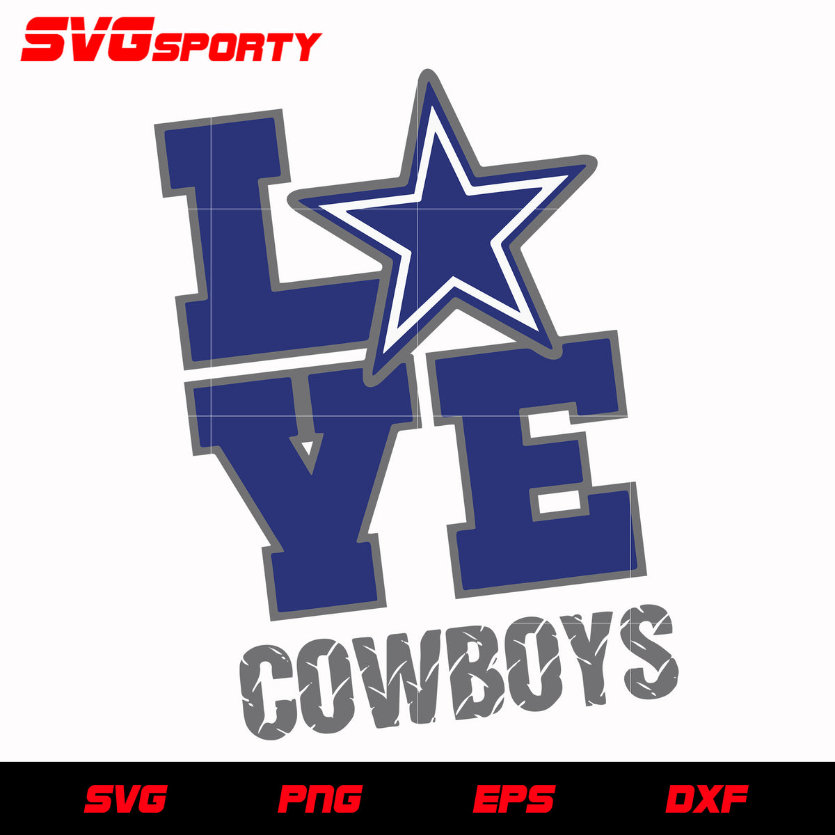 Dallas Cowboys Love svg, nfl svg, eps, dxf, png, digital file