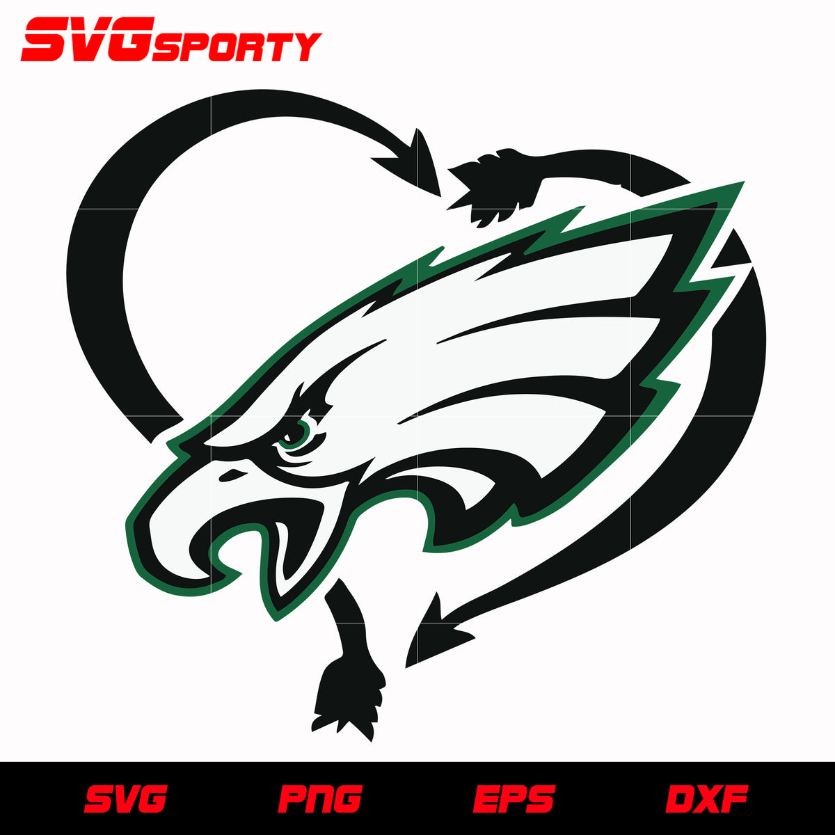 Heart Eagles SVG, Eagles Love SVG Football Design