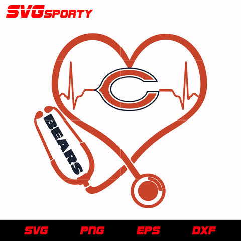 Chicago Bears Heart 2 svg, nfl svg, eps, dxf, png, digital file