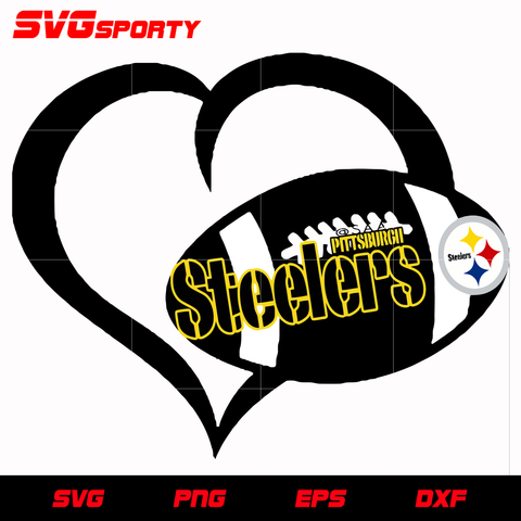 Pittsburgh Steelers Football Heart svg, nfl svg, eps, dxf, png, digital file