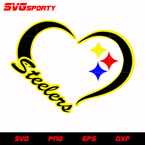 Pittsburgh Steelers Heart 2 svg, nfl svg, eps, dxf, png, digital file