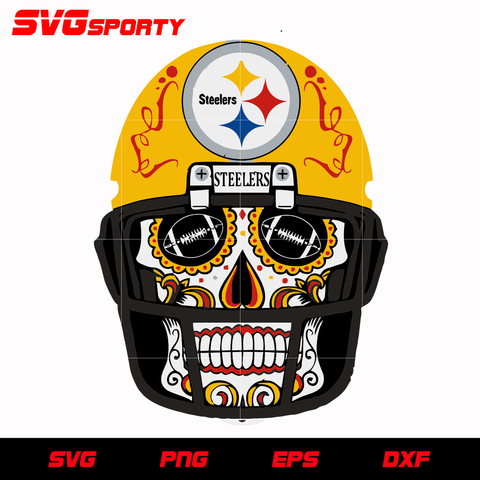Pittsburgh Steelers Skull with Helmet svg, nfl svg, eps, dxf, png, digital file