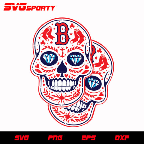 Boston Redsox Skull 2 svg, mlb svg, eps, dxf, png, digital file for cut