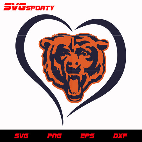 Chicago Bears Heart svg, nfl svg, eps, dxf, png, digital file