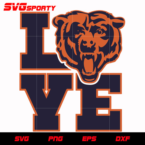 Chicago Bears Love svg, nfl svg, eps, dxf, png, digital file