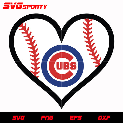 Chicago Cubs Heart svg, mlb svg, eps, dxf, png, digital file for cut