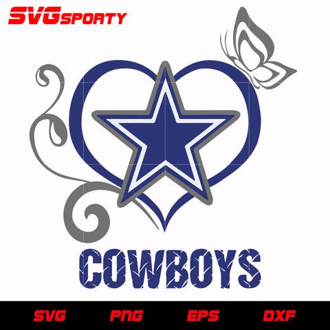 Dallas Cowboys Heart 2 svg, nfl svg, eps, dxf,  png, digital file