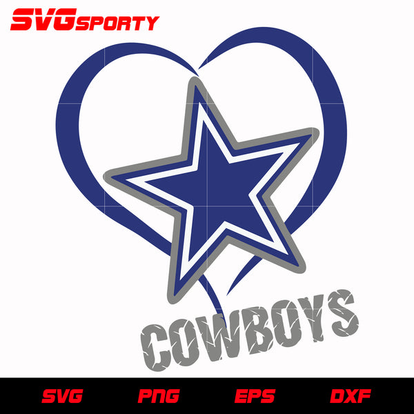 Dallas Cowboys Heart 3 svg, nfl svg, eps, dxf, png, digital file – SVG ...