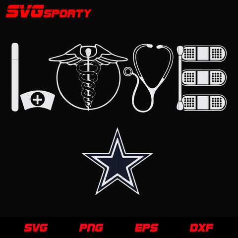 Dallas Cowboys Love 3 svg, nfl svg, eps, dxf,  png, digital file