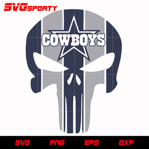 Dallas Cowboys NFL Skull 2 SVG, NFL svg, eps, dxf,  png, digital file
