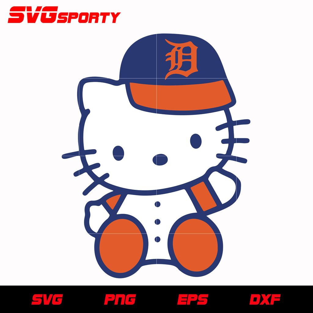 Detroit Tigers Hello Kitty svg, mlb svg, eps, dxf, png, digital