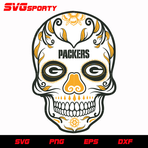 Green Bay Packers Skull 2 svg, nfl svg, eps, dxf, png, digital file
