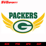 Green Bay Packers Wings svg, nfl svg, eps, dxf, png, digital file