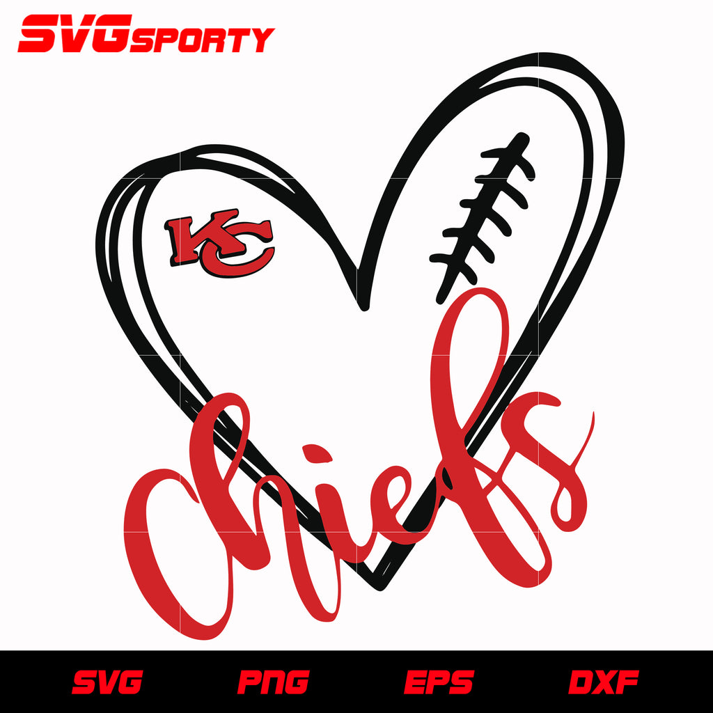 Kansas City Chiefs Heart 2 svg, nfl svg, eps, dxf, png, digital file – SVG  Sporty