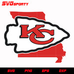 Kansas City Chiefs Logo Map svg, nfl svg, eps, dxf, png, digital file