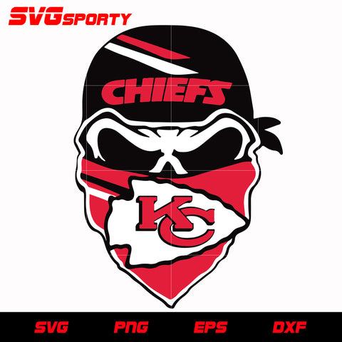 Kansas City Chiefs Skull 2 svg, nfl svg, eps, dxf, png, digital file