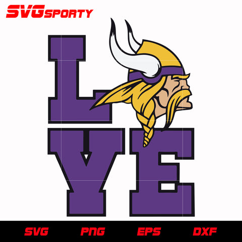 Minnesota Vikings Love svg, nfl svg, eps, dxf, png, digital file