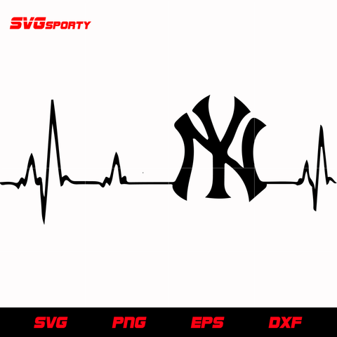 New York Yankees Heart Beat SVG, mlb svg, eps, dxf, png, digital file