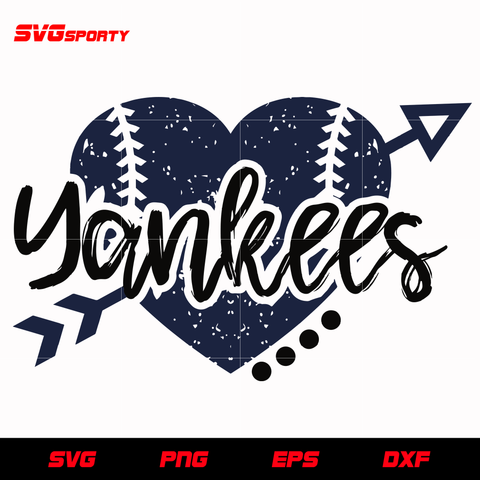 New York Yankees Heart SVG,  yankees svg, mlb svg, eps, dxf,  png, digital file