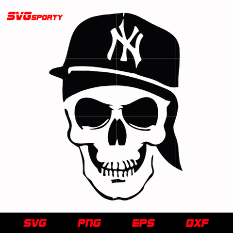 New York Yankees Skull Cap svg, mlb svg, eps, dxf,  png, digital file