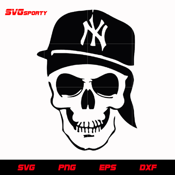 New York Yankees Skull Cap svg mlb svg eps dxf png digital file