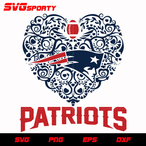 New England Patriots Heart 3 svg, nfl svg, eps, dxf, png, digital file