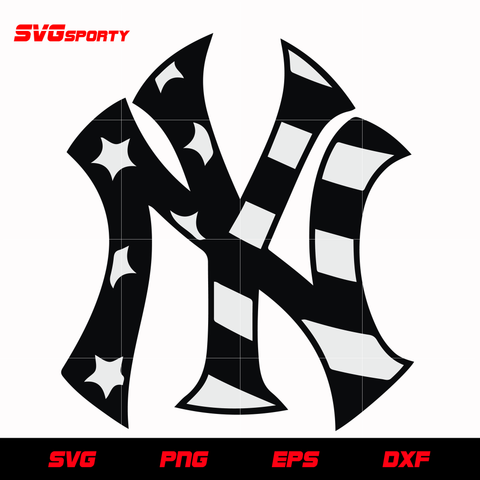 New York Yankees Logo USA Flag Black and White svg, mlb svg, eps, dxf,  png, digital file