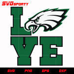 Philadelphia Eagles Love 2 svg, nfl svg, eps, dxf, png, digital file