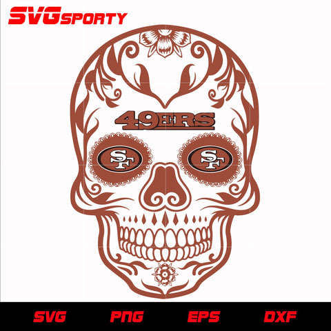 San Francisco 49ers Skull 2 svg, nfl svg, eps, dxf, png, digital file