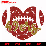 San Francisco 49ers in heart svg, nfl svg, eps, dxf, png, digital file