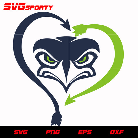 Seattle Seahawks Heart svg, nfl svg, eps, dxf, png, digital file