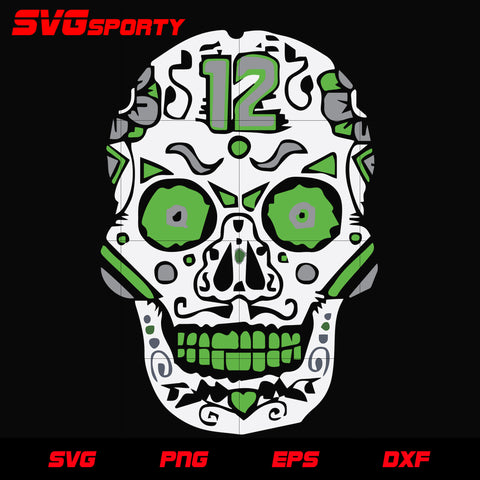 Seattle Seahawks Skull 3 svg, nfl svg, eps, dxf, png, digital file